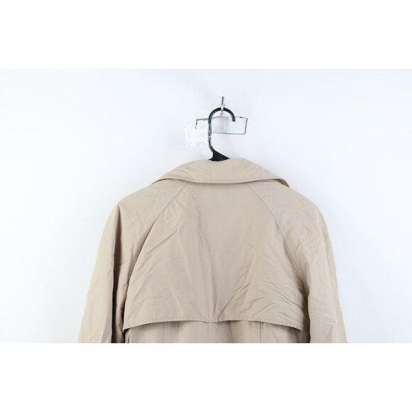 Vintage 70s 80s Orvis Womens 12 Distressed Lined Belted Trench Coat Jacket Beige - Picture 15 of 16